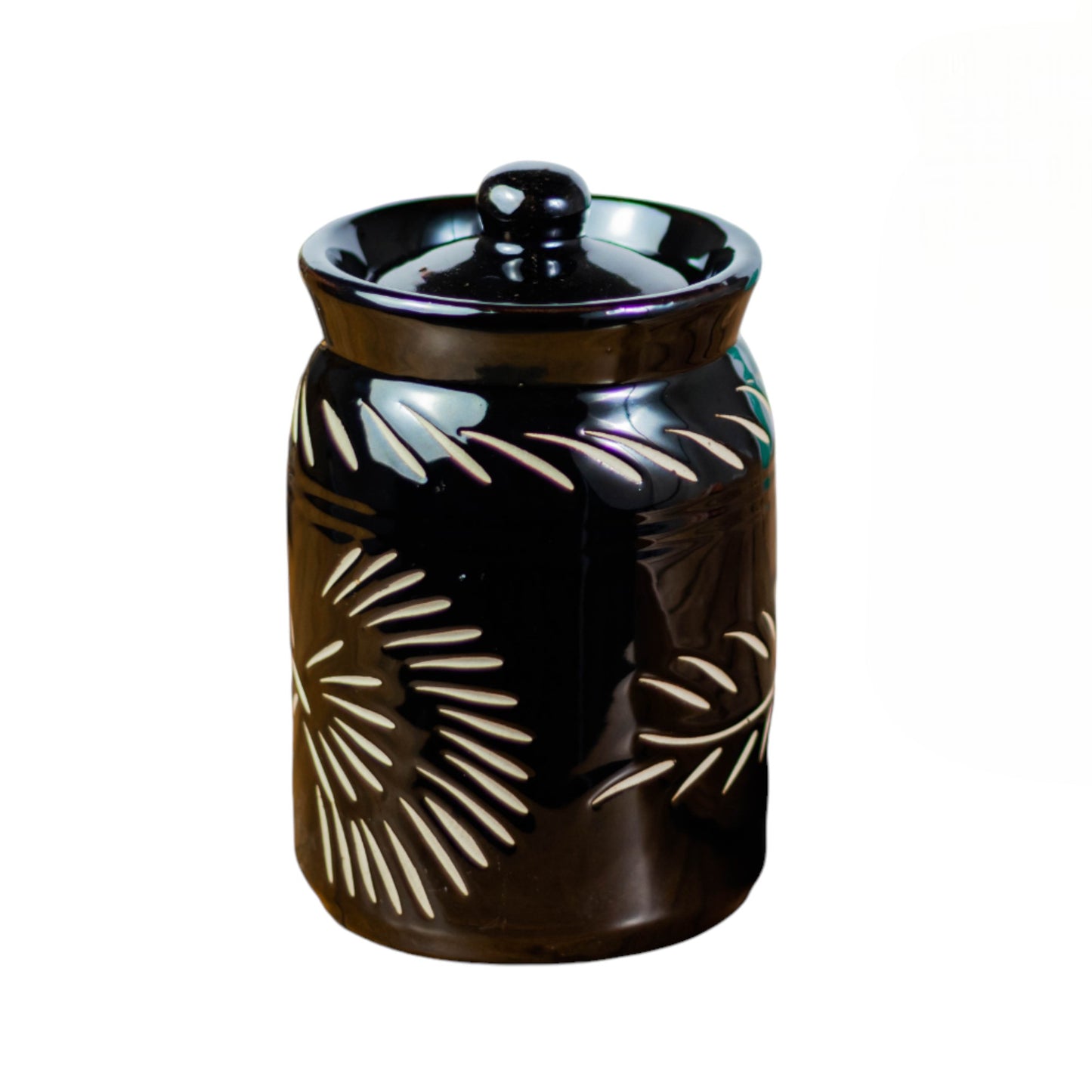 ClayStone Ceramic Achaar Jar Set of 2 (1 kg each) - Black, Handcrafted, Pickle Storage Containers, Achaar Barni