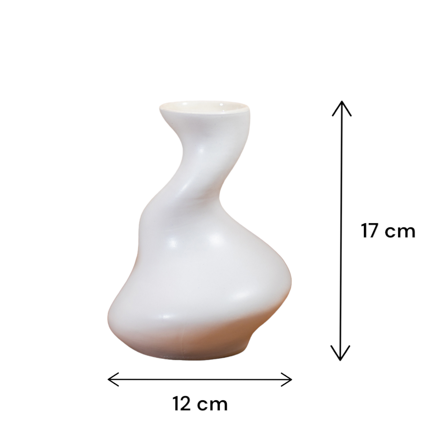 ClayStone Modern Minimalist Ceramic Flower Vase - Elegant White 7 Inch Home Decor Centerpiece - Simple and Stylish Decorative Vase for Living Room, Bedroom, or Office