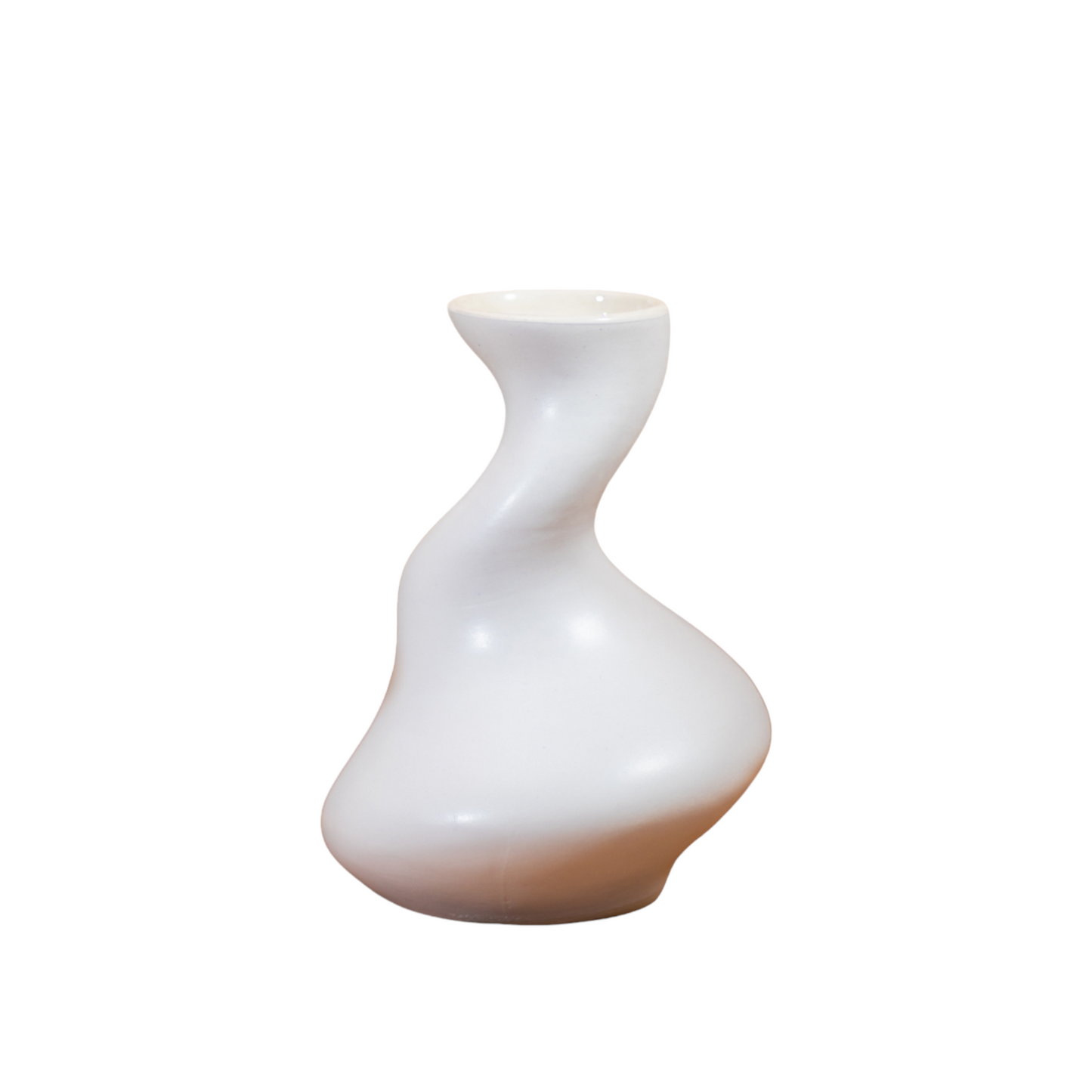 ClayStone Modern Minimalist Ceramic Flower Vase - Elegant White 7 Inch Home Decor Centerpiece - Simple and Stylish Decorative Vase for Living Room, Bedroom, or Office